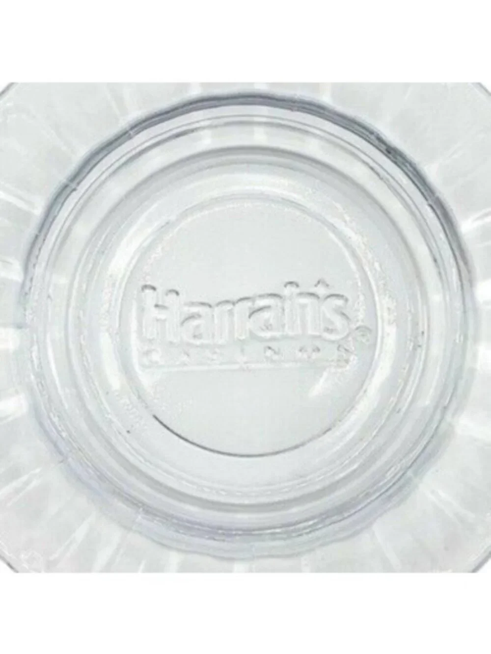 Harrah's Casino Hotel Ashtray Motel Embossed Logo Clear Glass 4.5